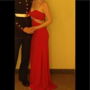 Red evening, prom, or ball dress